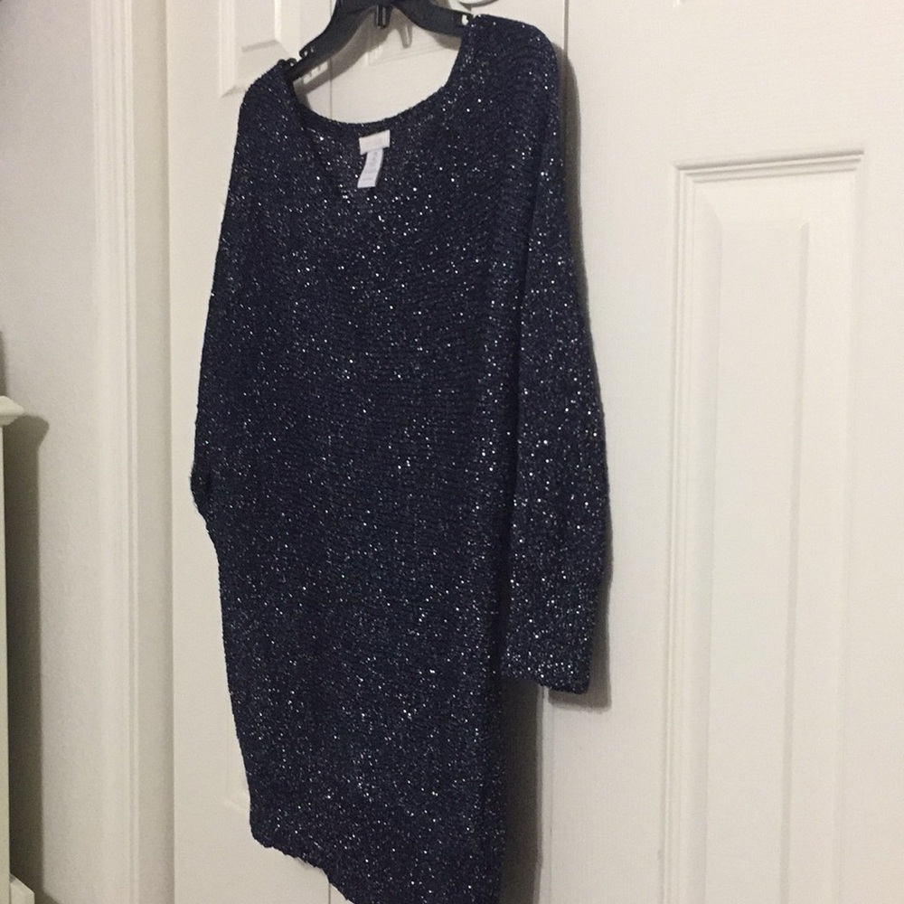 CHICO dark blue blouse with silver threads